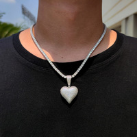 Colliers Cœur RQ Micro-Pavés en Pierres CZ AAA, Pendentifs Poker Porte-Bonheur, Bijoux Hip Hop Bling Ice Out pour Hommes, Cadeau de Fête Doré
