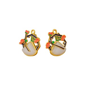 Colgantes de borlas esmaltadas de estilo retro chino, dijes de aleación de imitación de jade para la fabricación de joyas, primavera 2024 - Product Image 5