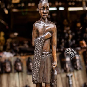 RENART AFRIKAN Escultura Ancestral Espiritual de Madera Tallada a Mano de la República Democrática del Congo, Arte Tribal Auténtico - Product Image 1