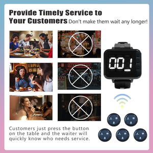 Sistema de Localizador para Restaurante con Reloj de Pulsera y Botón de Llamada Inalámbrico para Bar y Mesa de Cliente - Product Image 5