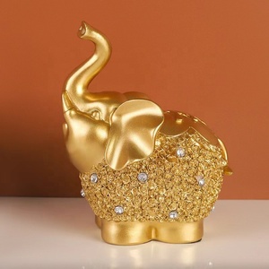 Artigianato creativo dorato fortunato in resina di elefante, ornamento decorativo di fascia alta per soggiorno, ingresso, armadietto del vino e supporto per TV - Product Image 4