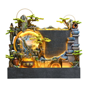 Fontaine d'eau artificielle de style rocaille 200x42x198cm, cascade d'intérieur, décoration de salon, ornement de sol - Product Image 4