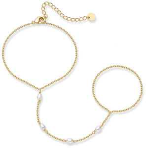 Pulsera de Esclava con Anillo Lincy Fashion de Acero Inoxidable Chapado en Oro de 18K con Circonita para Mujer, Joyería Resistente al Agua - Product Image 5