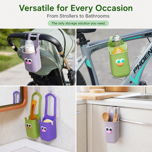 Organisateur multifonctionnel en silicone pour biberons et gobelets, à suspendre sur poussette, guidon, ou pour rangement de boissons de bébé dans la salle de bain ou au bord de la piscine - Product Image 4