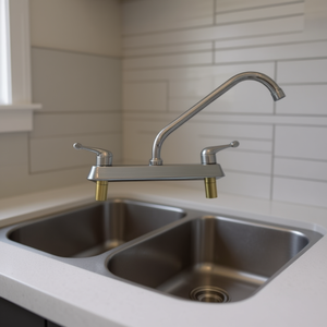 Elite Kitchen Faucet 8 Inches 2 Handle Deck Mounted Chrome Plated Traditional Style - Product Image 2