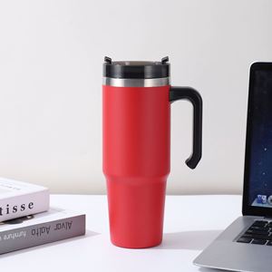 20oz <b>Stainless</b> <b>Steel</b> Vehicle Travel Tumbler Powder Coated Vacuum <b>Cup</b> <b>With</b> Handle <b>Straw</b> for Daily Outdoor - Product Image 6