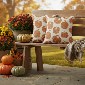 ปลอกหมอนอิงลายพิมพ์ฤดูใบไม้ร่วง สีส้มไหม้ ลายฟักทอง ขนาด 18x18 นิ้ว ชุด 2 ชิ้น สำหรับตกแต่งวันขอบคุณพระเจ้า ตกแต่งบ้านสไตล์ฟาร์มเฮาส์ ปลอกหมอนอิงสำหรับตกแต่งภายนอก - Product Image 3