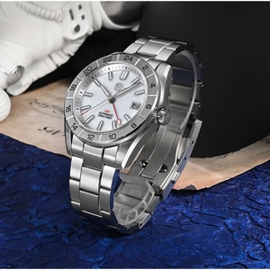 Reloj San Martin SN0130G para hombre GMT, reloj de pulsera mecánico automático Vintage de 42MM, resistente al agua hasta 10ATM, zafiro luminoso, esfera NH34 MOP - Product Image 3