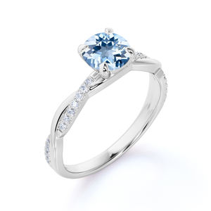 プロミスリングスターリングシルバー婚約ウェディングギフト未処理アクアマリンカップルジュエリー工場価格 - Product Image 2