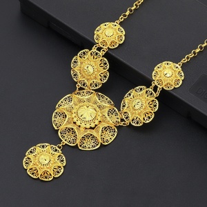 JXX Fashion High-End Women's Jewelry <b>Set</b> 24k Gold Plated <b>Bracelet</b> Necklace Bangle Earring for Wedding and Party - Product Image 3