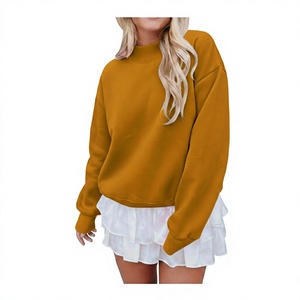 Custom Embroidered Autumn/Winter Casual Women's Reversible <b>Mock</b> <b>Neck</b> Eco-Friendly Polyester/Cotton Fleece Oversized Sweatshirt - Product Image 1