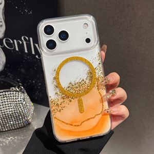 Custodia Magnetica per <span class=keywords><strong>iPhone</strong></span> 17 16 15 14 13 12 <span class=keywords><strong>11</strong></span> Pro Max con Motivo Marmorizzato in Lamina Dorata Glitterata, Elegante <span class=keywords><strong>Cover</strong></span> Trasparente Antiurto - Product Image 4