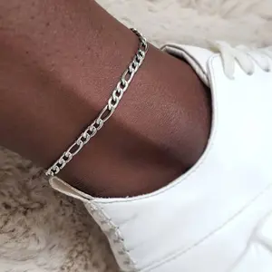 Chaînes de cheville EManco en acier inoxydable couleur argent, style Figaro, pour hommes et femmes, bijoux de pied Hip Hop Rapper, chaîne de jambe, chaîne de cheville - Product Image 4