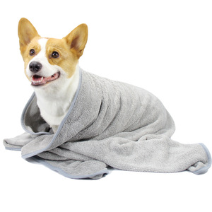 Serviette pour animaux de compagnie, pour chats et chiens, bleu clair, gris, en molleton de corail, séchage rapide, absorbante, épaisse, grande taille, serviette de bain pour animaux de compagnie - Product Image 3
