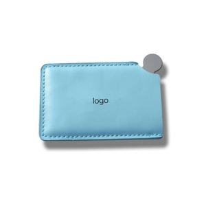 Personalized Name Blue Leather <b>Rectangle</b> Stainless Steel Handheld Makeup <b>Mirror</b> - Product Image 2