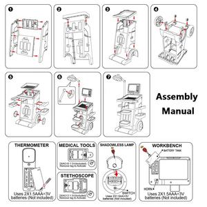 Ensemble de 30 pièces pour enfants : Trousse médicale avec lumière et son, valise portable, chariot de docteur pour jeu d'imitation préscolaire - Product Image 6