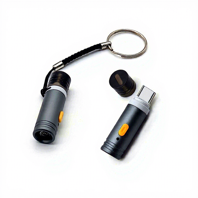 Type C Mini Cigarette Lighter Metal Keychain No Battery Non-Electric Windproof Silent Outdoor Camping Press Button Phone Lighter