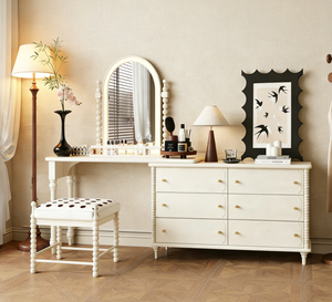 Ensemble de coiffeuse moderne et durable tout-en-un pour chambre à coucher <span class=keywords><strong>avec</strong></span> <span class=keywords><strong>commode</strong></span>, miroir décoratif et <span class=keywords><strong>bureau</strong></span> de maquillage - Product Image 5