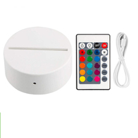 Lampe à LED 3D noire acrylique Base tactile pour lampe de nuit Câble USB et télécommande Support de lumière LED Base de lampe