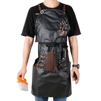 Tablier de coiffeur professionnel noir imperméable en coton, personnalisé, sans manches, pour styliste