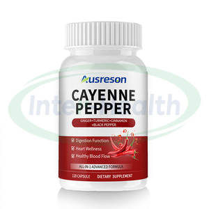 Ausreson Private Label Cayenne Peper Extract Capsules Hartgezondheidssupplement Halal Biologische Cayenne Peper Capsules - Product Image 1
