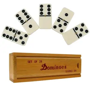 Double Six Dominoes with Wood Case by factory (Set of 28)