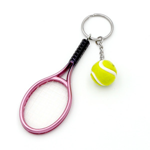 Simulated Tennis Keychain Pendant Sports Tennis Key Ring Gift <b>Mini</b> Tennis Racket Hanging Ornament - Product Image 6