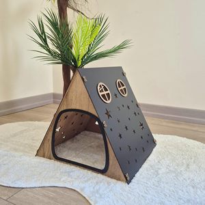 Venta caliente Casa de conejo Tamaños medianos y grandes, Bungalow de conejito de madera, Bungalow de conejo interior para <span class=keywords><strong>mascotas</strong></span> en la sala de estar - Product Image 5