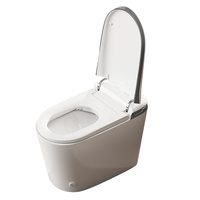 WC intelligent minimaliste blanc allongé monobloc avec chasse automatique, siège chauffant et télécommande
