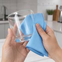 Chiffon de nettoyage en microfibre bleu 300GSM 40x40cm, sans traces, nettoyage instantané pour fenêtres et miroirs, serviette de qualité supérieure