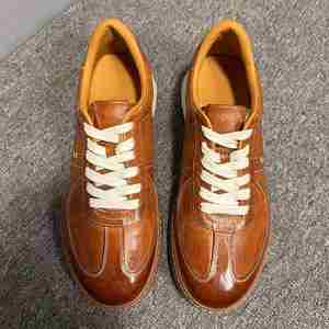 Chaussures de course décontractées en cuir véritable marron pour hommes et femmes, à lacets, confortables et légères, pour le printemps, l'automne et l'hiver - Product Image 2