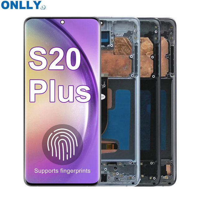 Mobile Phone Screens for S20 Plus S20+ G9860 Lcd Screen with Bezel Frame Gray/black/blue