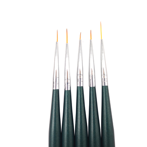 Customized Dark Green Wood Handle 3D Nail Art Nylon Liner Brush <b>Set</b> 15cm 20 <b>Set</b> with OEM Bag Salon Manicure Nail Brushes - Product Image 3