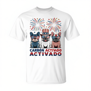 Camiseta con diseño de Bulldog Francés, bandera estadounidense, fuegos artificiales, 4 de julio - Product Image 2
