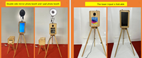 Tripod Kayu Layar Sentuh 18,5 inci Dua Sisi untuk Photo Booth, Mesin Vending DSLR Kayu dengan Panduan Suara untuk Pernikahan