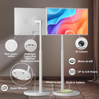 TV Layar Sentuh Portabel 360SPB 32 Inci dengan Roda dan Kamera Terintegrasi, Layar Android Pintar 4K untuk Penggunaan di Rumah, Gym, dan Bisnis