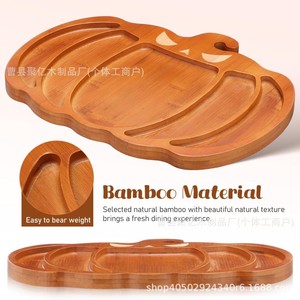 Bandeja de madera con forma de calabaza de Halloween para servir frutas, queso y aperitivos en fiestas - Product Image 4