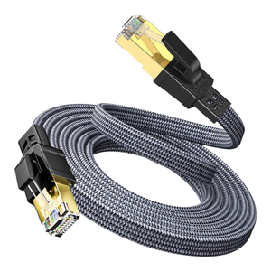 Cat8 40Gbps 2000Mhz Braided Flat RJ45 Connector <b>Ethernet</b> <b>Cable</b> 30AWG SSTP 8P8C for Indoor Networking Compatible with Router - Product Image 1