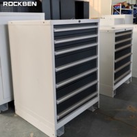 Armoire à tiroirs modulaire industrielle ROCKBEN à 7 tiroirs, armoire de rangement d'outils robuste pour atelier avec tiroir de 100 kg et serrure à clé