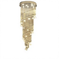 Lustre en cristal LED moderne pour escalier à haut plafond, hauteur réglable, luminaire suspendu long personnalisé pour hôtel, villa de luxe