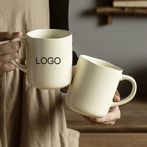 Wholesale Irregular Mouth <b>Ceramic</b> Coffee <b>Cup</b> Matte Beige Mugs Custom Mugs for Laser Engraving - Product Image 1