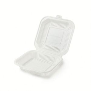 Vajilla Rectangular Desechable Biodegradable Blanca de 20.3x20.3cm, de Almidón de Maíz, con 3 Compartimentos, para Servicio de Catering en Restaurantes y Cantinas - Product Image 4