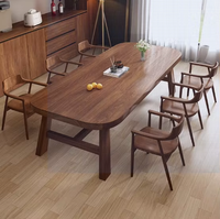 Ensemble de table à manger en bois de noyer, design moderne et simple, rectangulaire, coins arrondis, personnalisable, pour la maison, le restaurant, le café, 6 places
