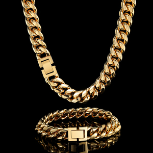 NUOYA erkekler kolye paslanmaz çelik Hip Hop 18k altın takı kolye küba Link zinciri moda takı toptan stokta - Product Image 4