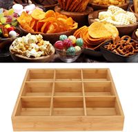 Accesorios de pulsera de bambú de 9 compartimentos Caja de almacenamiento de aperitivos de alimentos secos Organizador de artículos diversos de escritorio