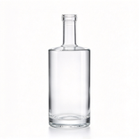 Bouteilles en verre transparent avec bouchon violet, col long, bouteille droite transparente pour l'emballage du whisky, de la vodka, du gin, des spiritueux et des liqueurs