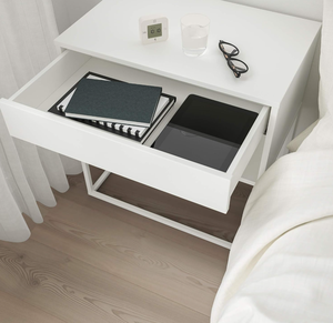 Mesita <span class=keywords><strong>de</strong></span> <span class=keywords><strong>noche</strong></span> moderna <span class=keywords><strong>de</strong></span> color blanco con 1 cajón, ideal para dormitorios y espacios <span class=keywords><strong>de</strong></span> estar, fácil montaje. - Product Image 5