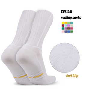 Chaussettes de cyclisme professionnelles personnalisées Grip antidérapant Chaussettes de <span class=keywords><strong>vélo</strong></span> de <span class=keywords><strong>route</strong></span> Performance White Mens Aero Cycling Socks - Product Image 1