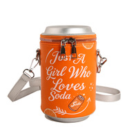 Nouveau Sac Bandoulière Cylindrique Imprimé Lettres Y2K 2026 pour Femme, Sac à Épaule en Cuir PU Tendance avec Fermeture Éclair, Sac à Main Amusant en Forme de Canette de Soda Geek