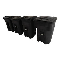 Poubelle mobile en plastique de 240 litres, noire, avec roulettes et couvercle intégré, stabilisée aux UV, pour extérieur